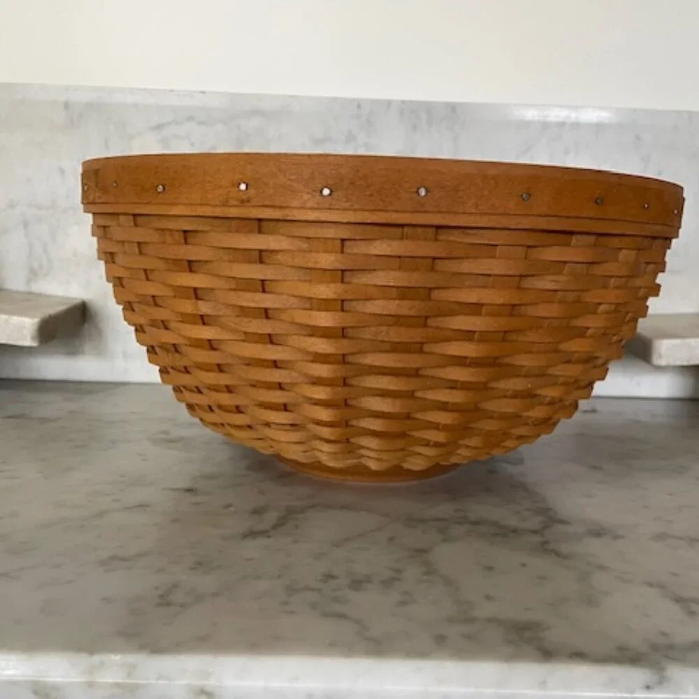 LONGABERGER Hostess Woven Bowl Basket XL 13” Round Handwoven Brown Retired